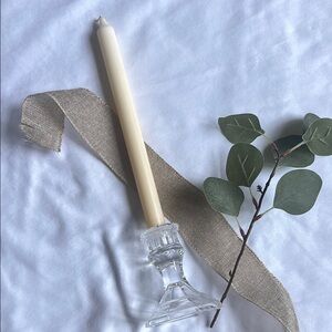 Elegant Cream Taper Candle with Glass Holder